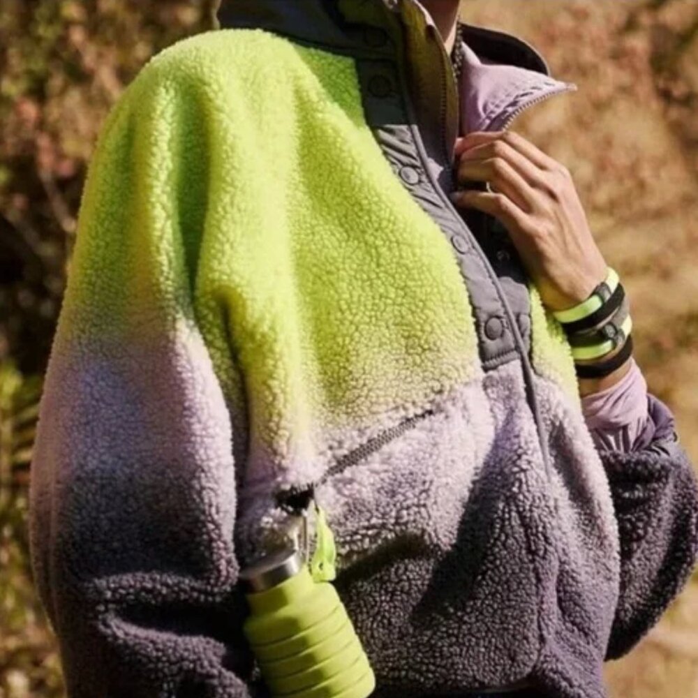 NWOT Free People Yellow Ombre Rocky Ridge Fleece Jacket S